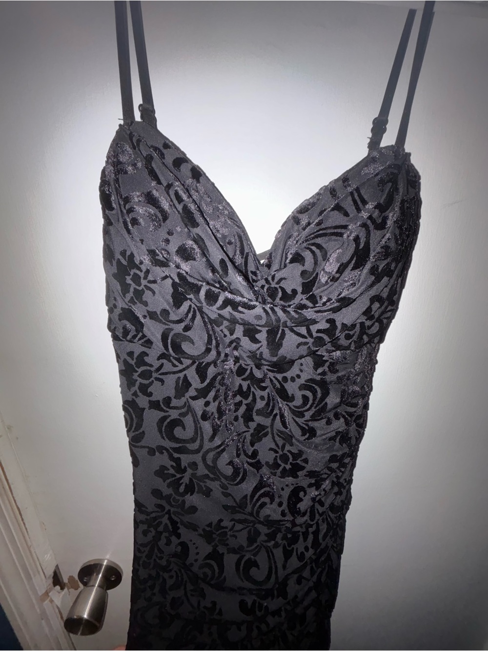 Windsor Black Floral Burnout Cowl Neck Slip Dress